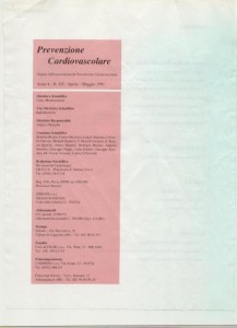 interno di copertina Prevenzione Cardiovascolare MAGGIO 1991