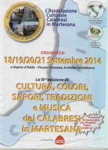 Locandina festa calabrese settembre 2014